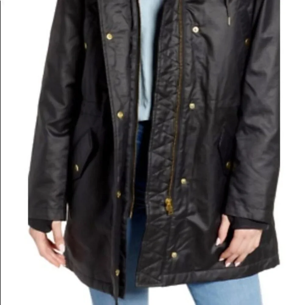 J.Crew Eco Friendly Primaloft Perfect Winter Jacket Womens Size S Faux Fur Hood